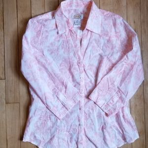 Talbots Petites Sheer Button Down Blouse